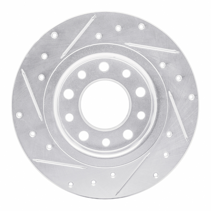Dodge DART Brake Rotor (1) - Rear Right - R1 Concepts - Drilled & Slotted - Silver - `13-`16
